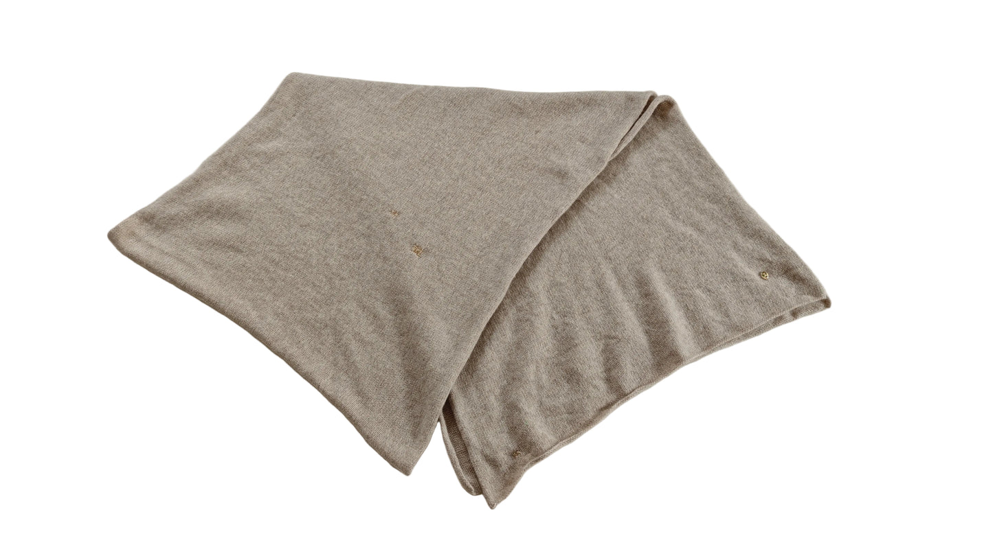 Kaschmir Schal in Beige mit goldenen Reparaturen