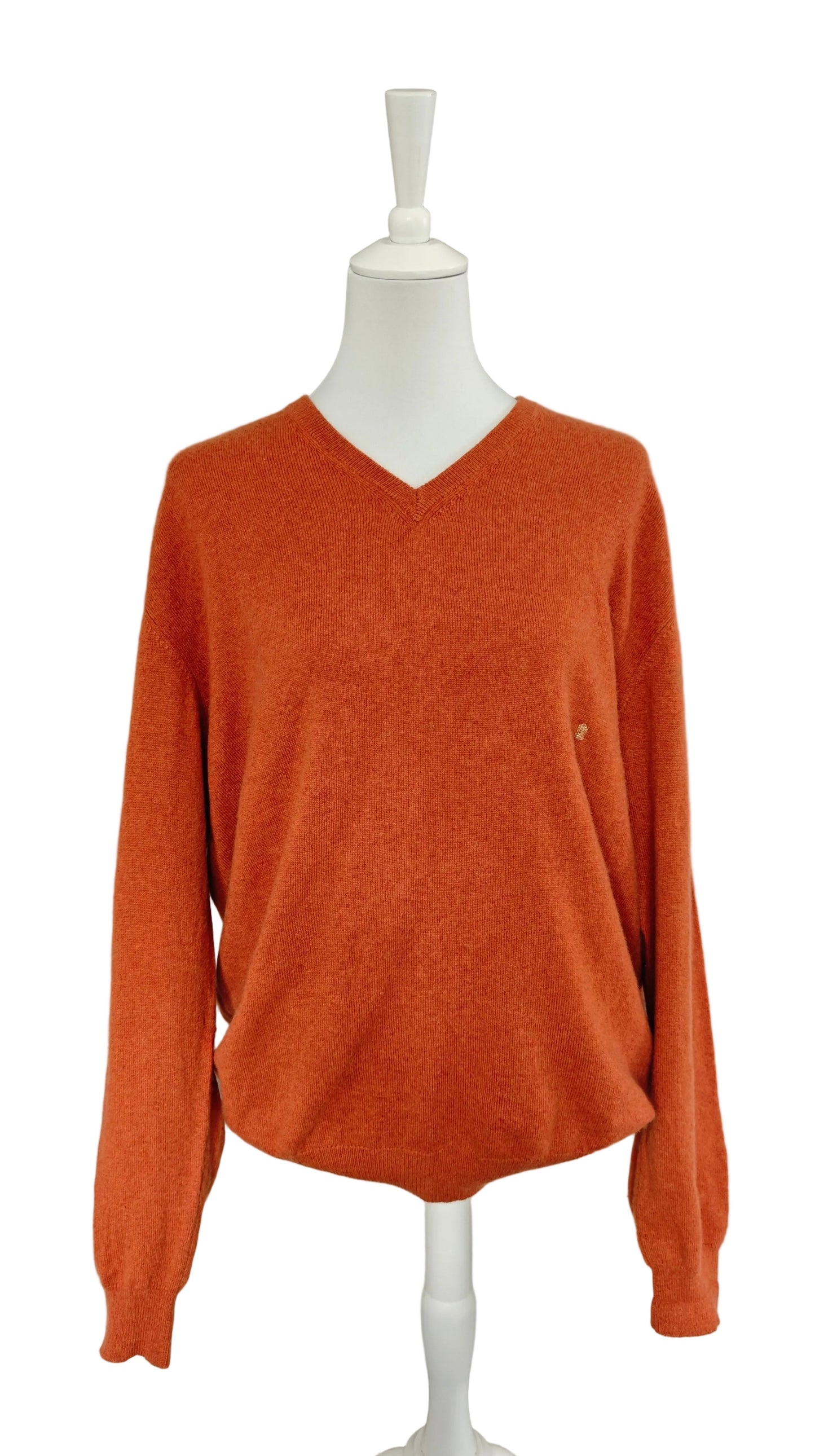 Pullover in Rost-Orange mit V-Ausschnitt XL