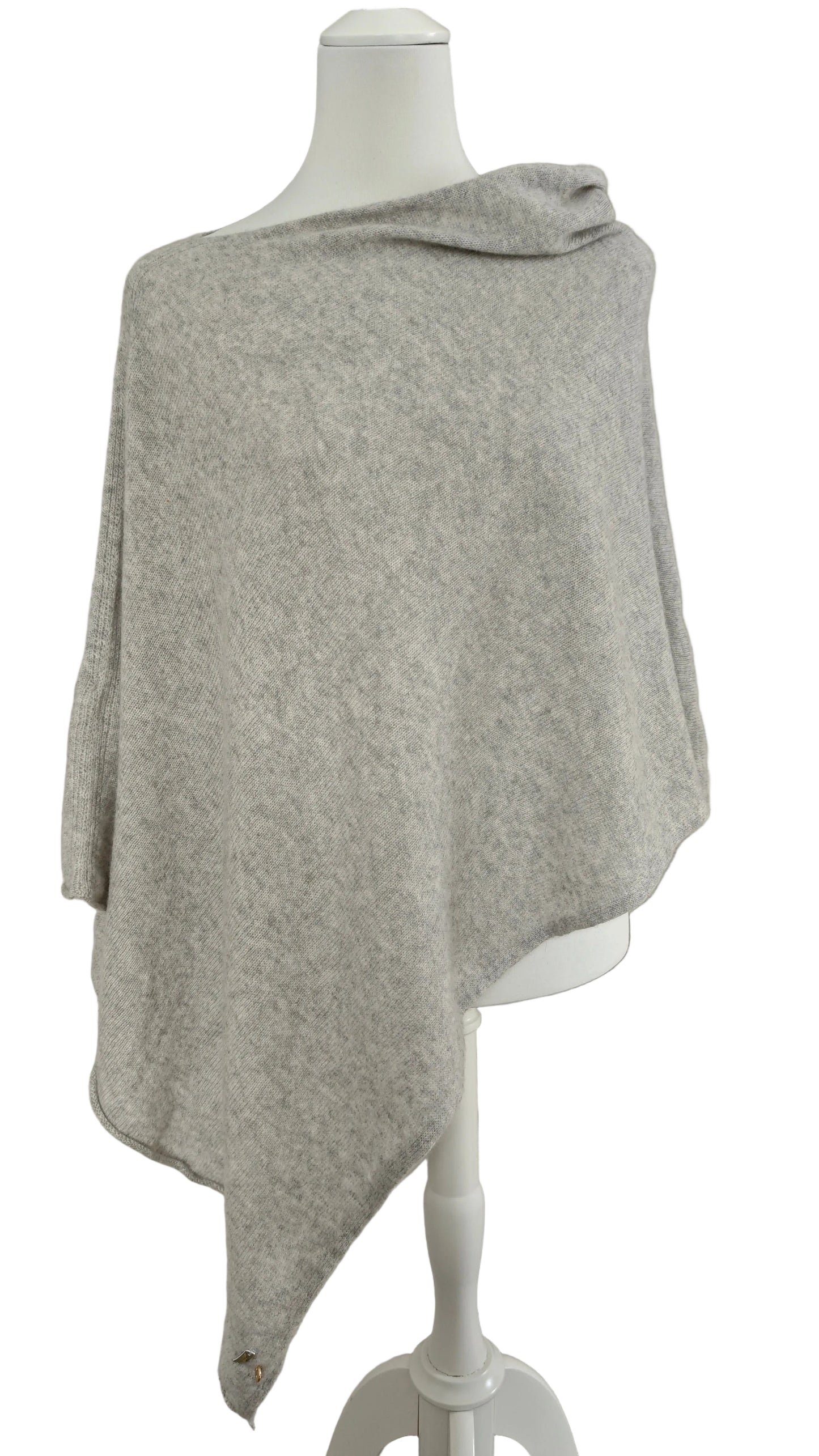 Kaschmir Poncho in Grau mit goldenen Reparaturen