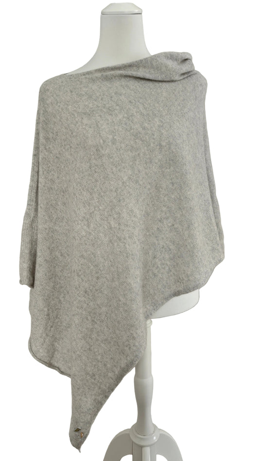Kaschmir Poncho in Grau mit goldenen Reparaturen
