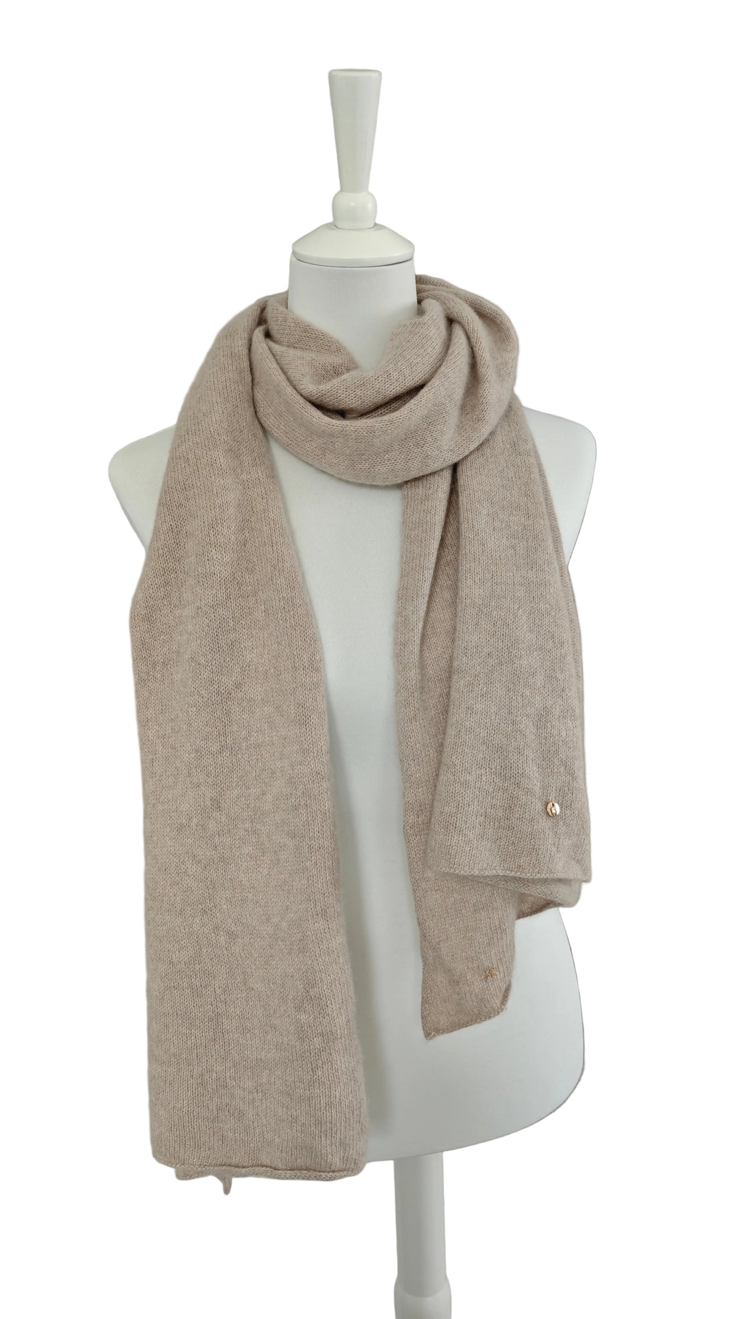 Kaschmir Schal in Beige mit goldenen Reparaturen