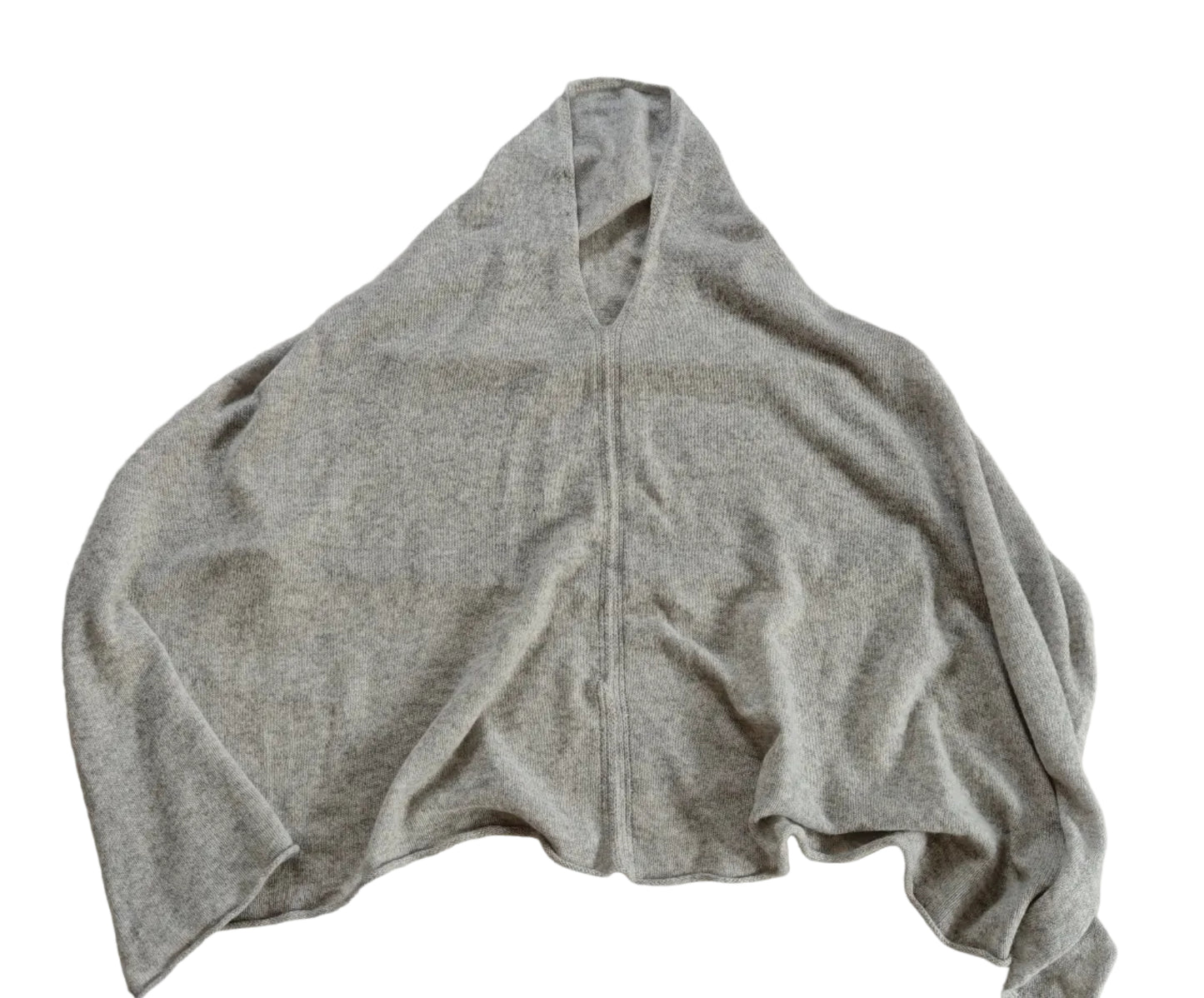 Kaschmir Poncho in Grau mit goldenen Reparaturen